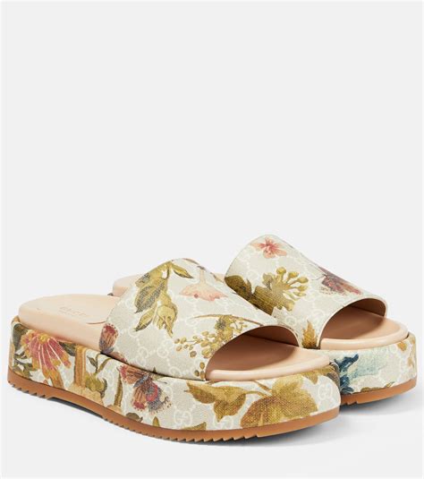 gucci flower shoes cheap|gucci floral platform slides.